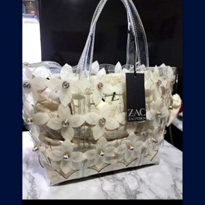 Zac posen floral boutique shopper clear bag